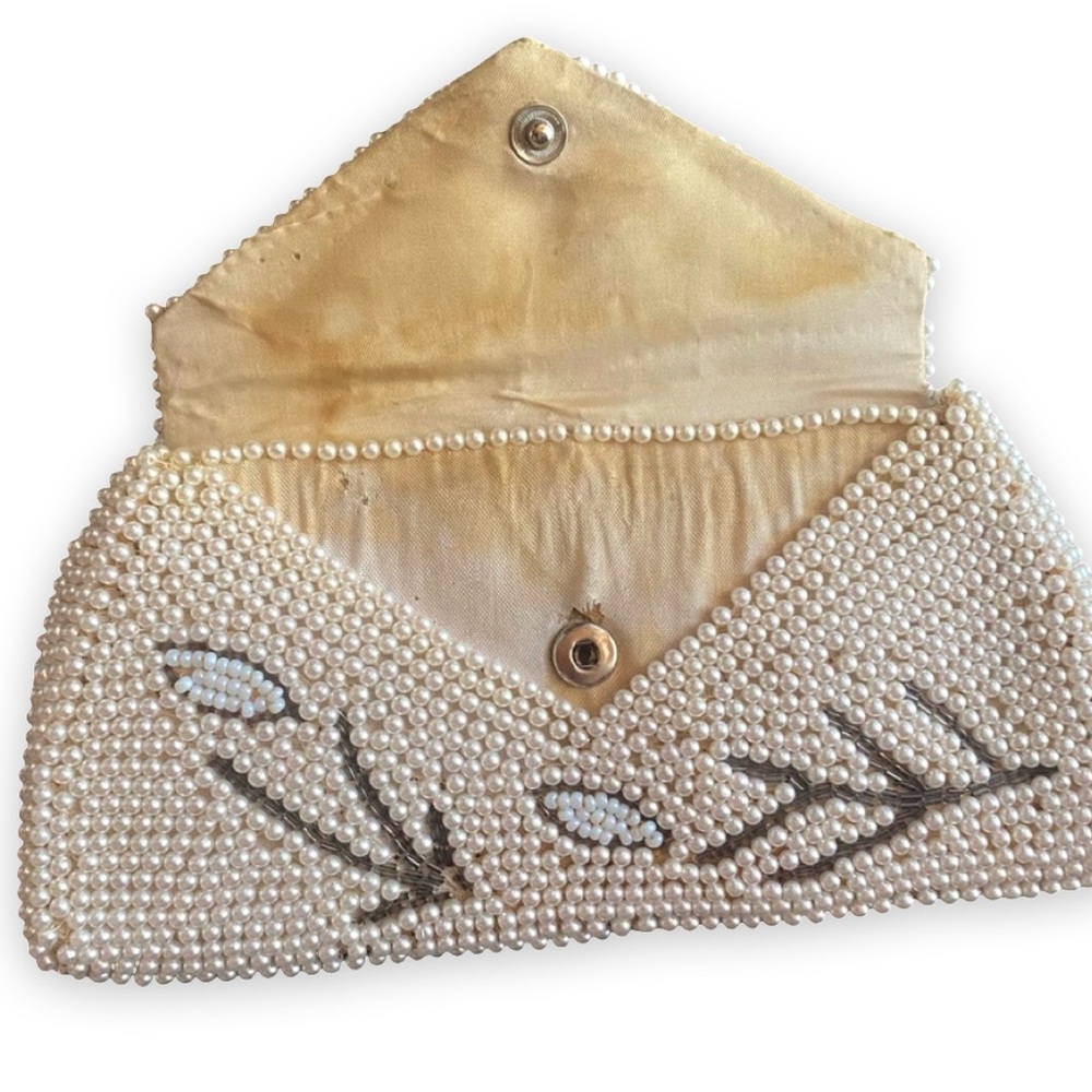 Vintage Pearl Embellished Beaded Clutch - Picture 4 of 7